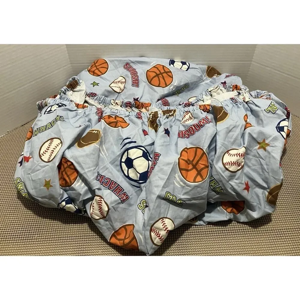 Circo Twin Sheet Set Full Fitted Pillowcase Sham Blue Sports Theme Kids Room